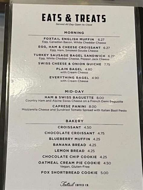 foxtail coffee breakfast menu|Foxtail Coffee Co. menu